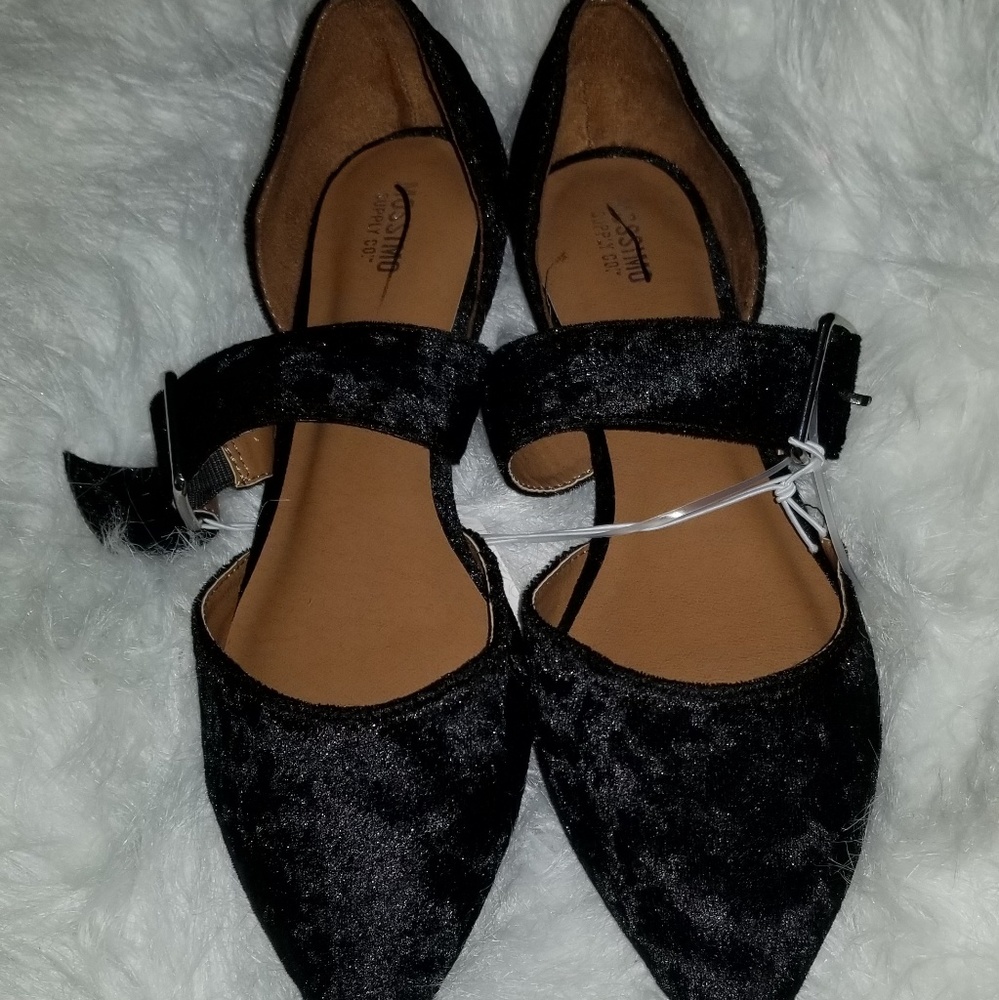 Black velvet flats